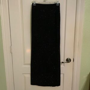 Long sparkling maxi skirt.